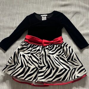 Bonnie Jean Black Velvet and Red Bow Kids Dress